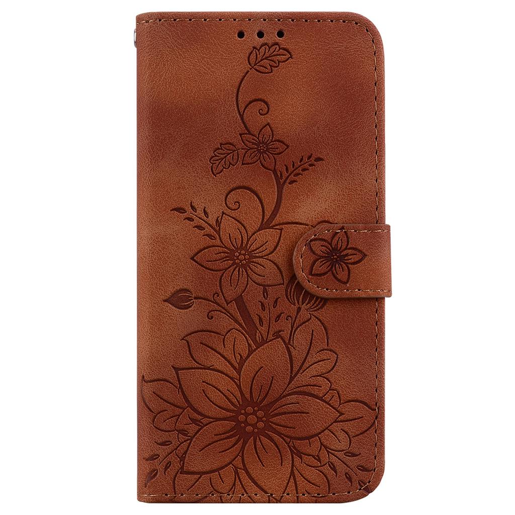 For Xiaomi Redmi Note 14S 4G Case Lily Flower Imprint Leather Phone Cover with Stand