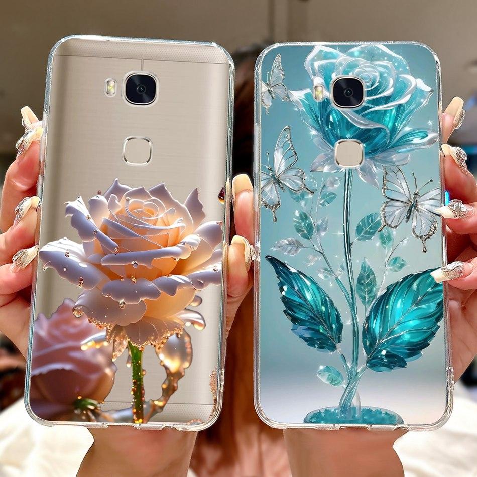 For Huawei Honor 5X GR5 2015 2016 KII-L21 L22 Elegant Floral Butterfly Phone Case For Honor5X KIW-L22 Soft Silicone TPU Cases