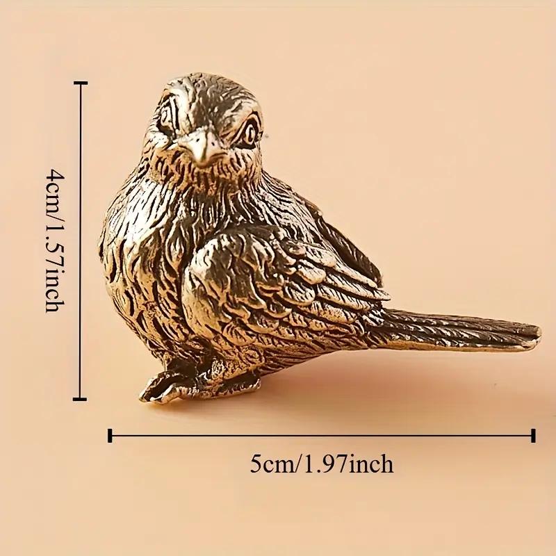 Статуэтка воробья из античной латуни, скульптура птицы, цельнолатунная птица, домашний декор, коллекционная мини-фигурка животного для различных типов комнат