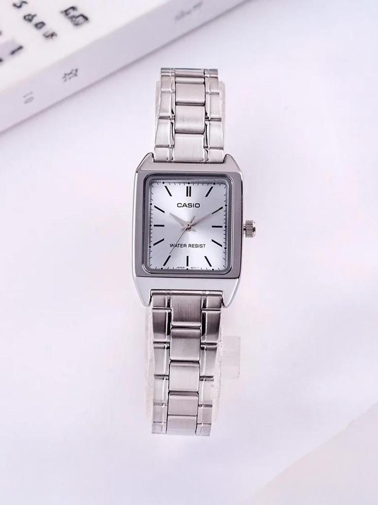 Casio Женские кварцевые часы LTP-V007D-2E с корпусом и браслетом из нержавеющей стали