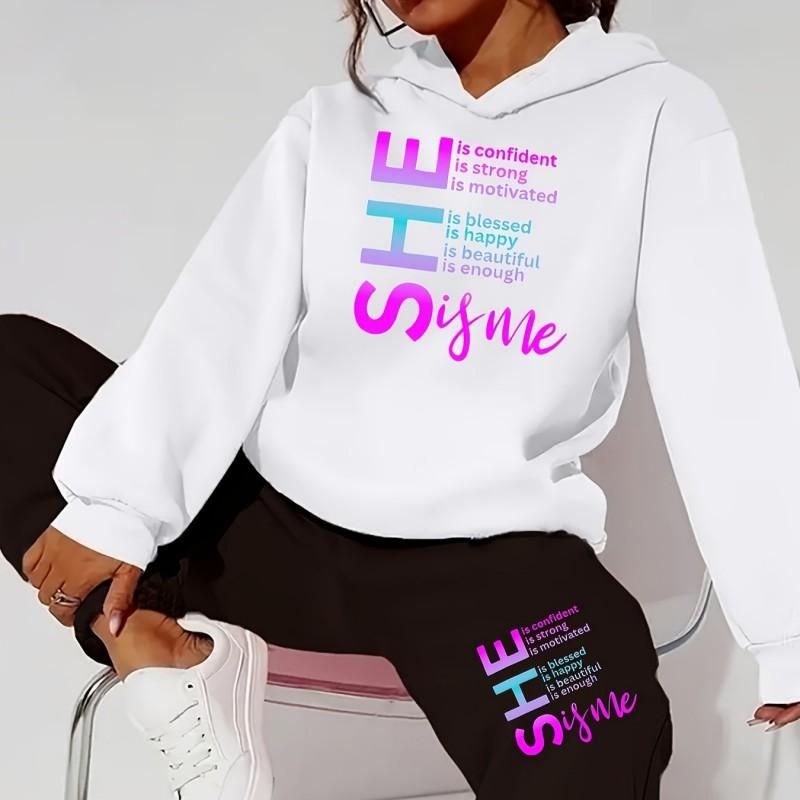 Fleece Hooded Crop Top Sweatshirt Jogger Pants Set Teen Young Adult Casual Outfit