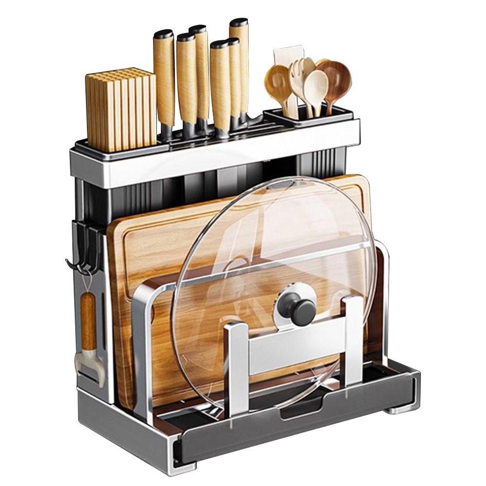 Stainless Steel Kitchen Storage Holder Space Saving Table Stand Storage Rack Chopsticks Storage Pot Holder Home Storage