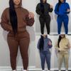 Women's  And Winter Padded Hooded Sweatshirt Two-Piece Casual Sports Suit