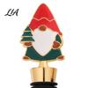 Holiday Wine Bottle Insert Christmas Theme Stopper, Santa Snowman Garland Pattern, Zinc Alloy Festive with Silicone Sealing Ring, Leak-proof Cork for