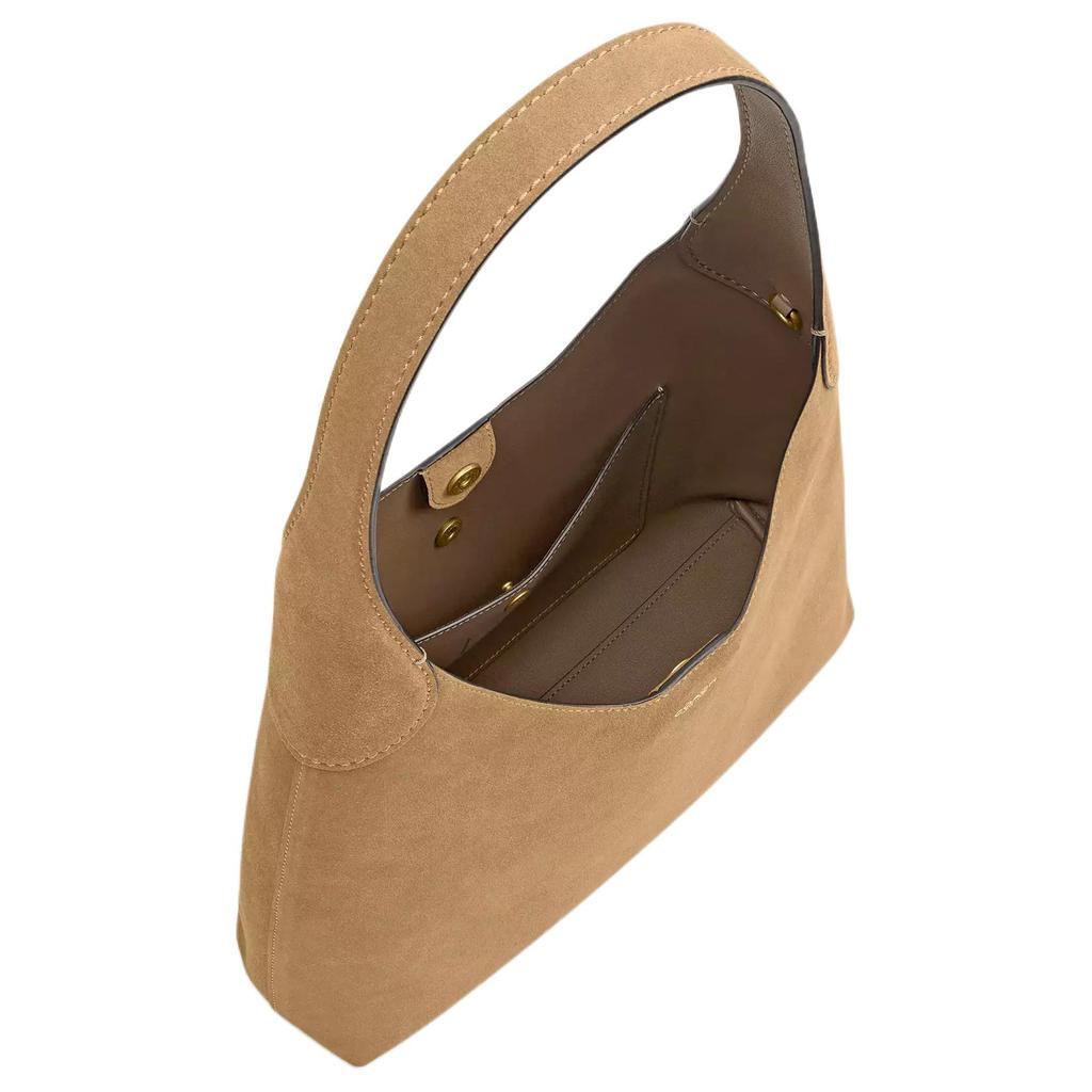 Coach Brooklyn 28 Logo Plaque Suede Tote Bag Women tote bags Beige CW637-B4SN