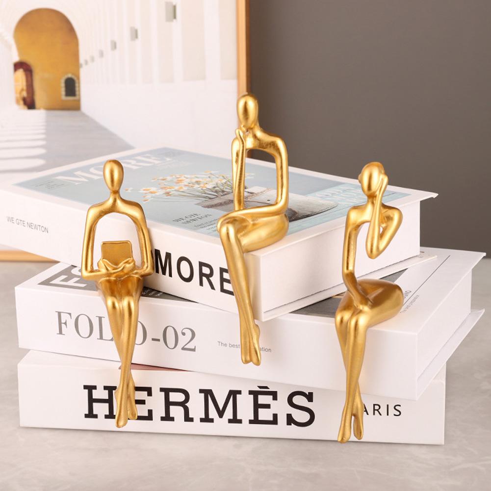 3pcs Abstract Thinker Statue Sculpture Resin Crafts Home Decoration Accessories For Living Room Bedroom