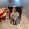 Coffee Mug Heart-Shaped Rhinestone Water Cup Stainless Steel Faux Crystal Mugs for Hot Beverage