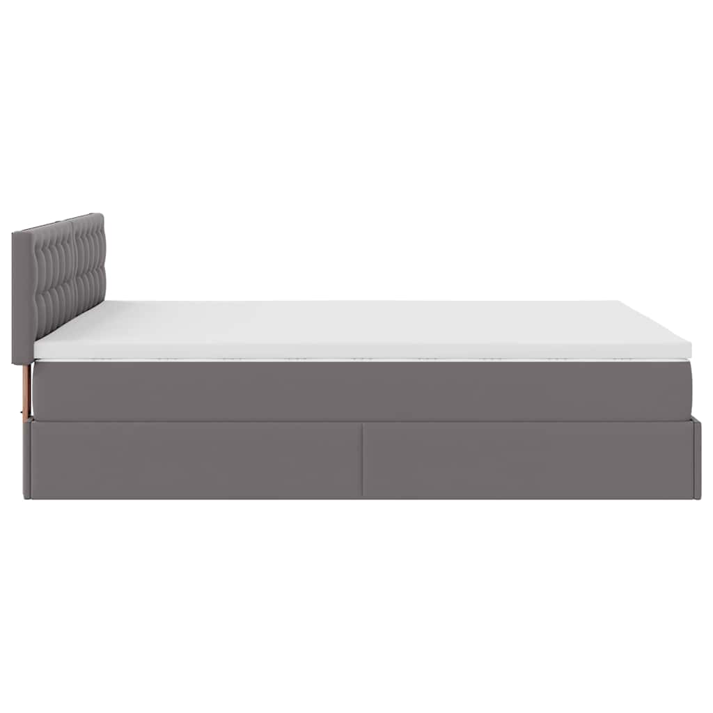 Ottoman Bed with Mattress & LEDs Gray 140x200 cm Faux Leather