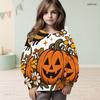 Girls Long Sleeve Hooded Sweatshirt Halloween Pumpkin Coffee Printed Kids Pullover