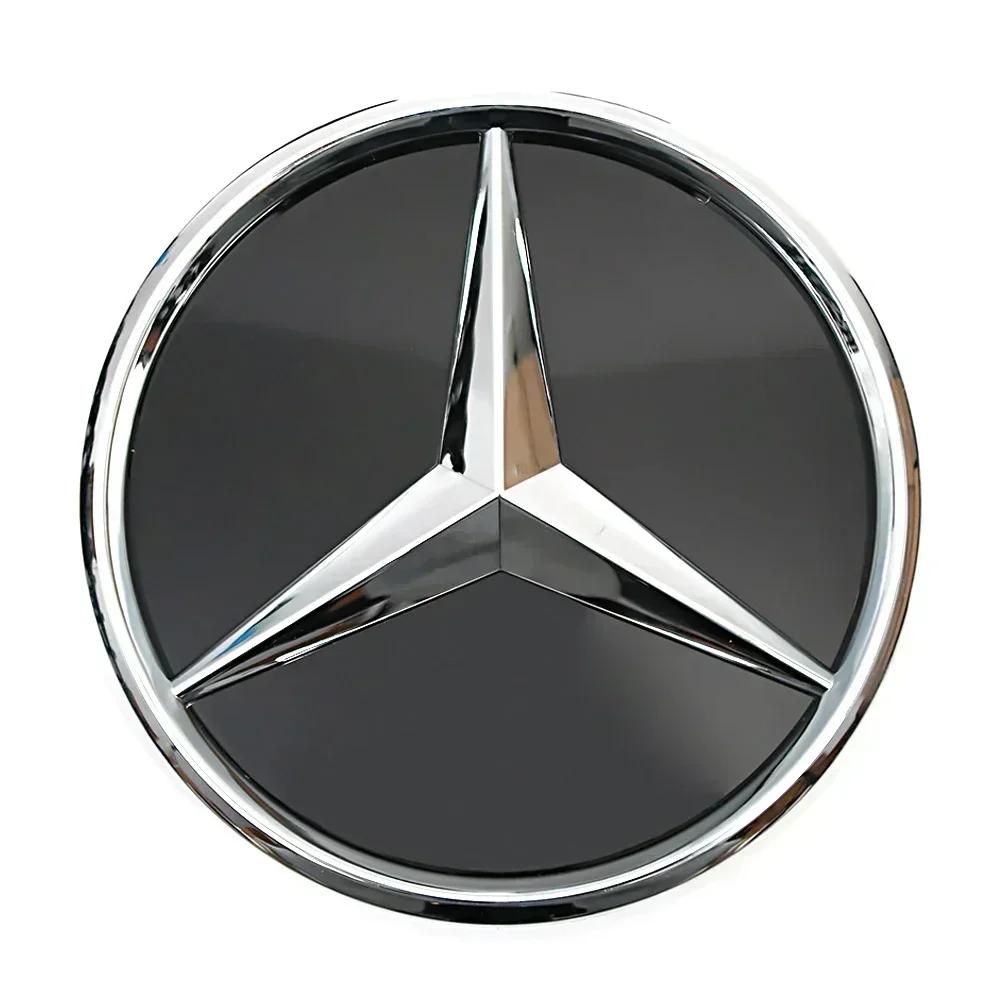 Автомобильная наклейка для Mercedes Benz Хромированная Серебристая и Глянцевая Черная Звезда на Переднюю Решетку Автомобиля Подсвечиваемый Логотип для Mercedes Benz C