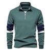 Мужской повседневный свитер на молнии с длинным рукавом, облегающий свитер для гольфа с воротником-стойкой, спортивные топы для тренировок, осенне-зимние рубашки поло