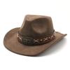 Western Cowboy Hat Suede Bullhead British Jazz Hat Men'S And Women'S Ethnic Hat Top Hat