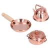 3шт 1:12 кукольных домиков, миниатюрная бронзовая сковорода, горшок, чайник, кухонный набор для приготовления пищи, набор кухонной посуды