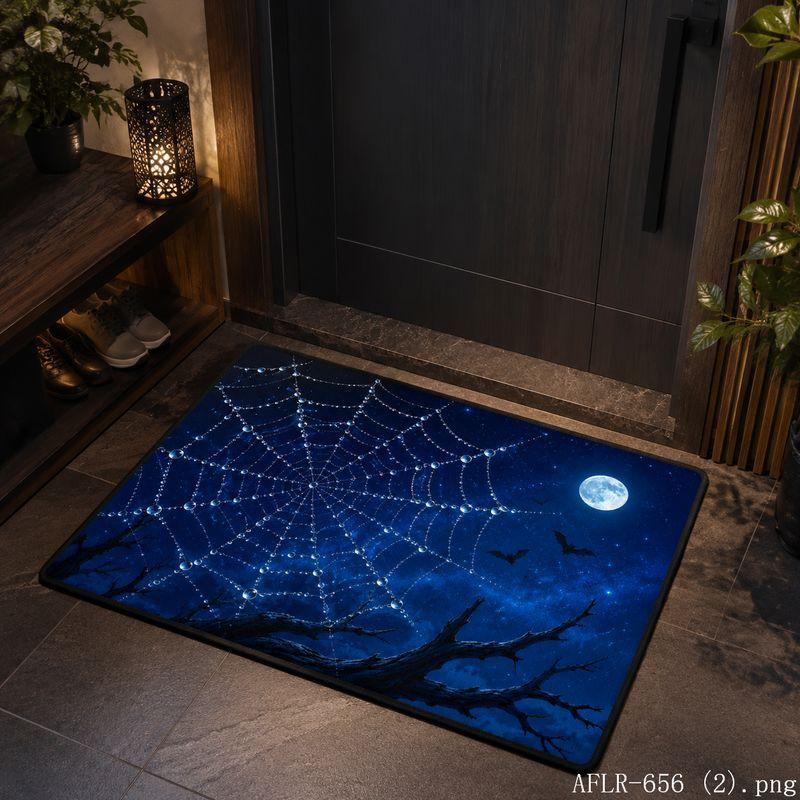 Halloween Withered Tree Full Moon Door Mat Gothic Non-Slip Entry Rug Spooky Floor Carpet Home Decor
