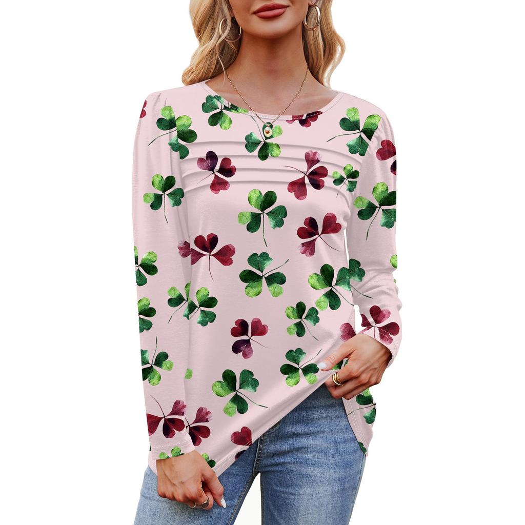 Женский свободный повседневный топ с круглым вырезом и длинными рукавами, модный топ