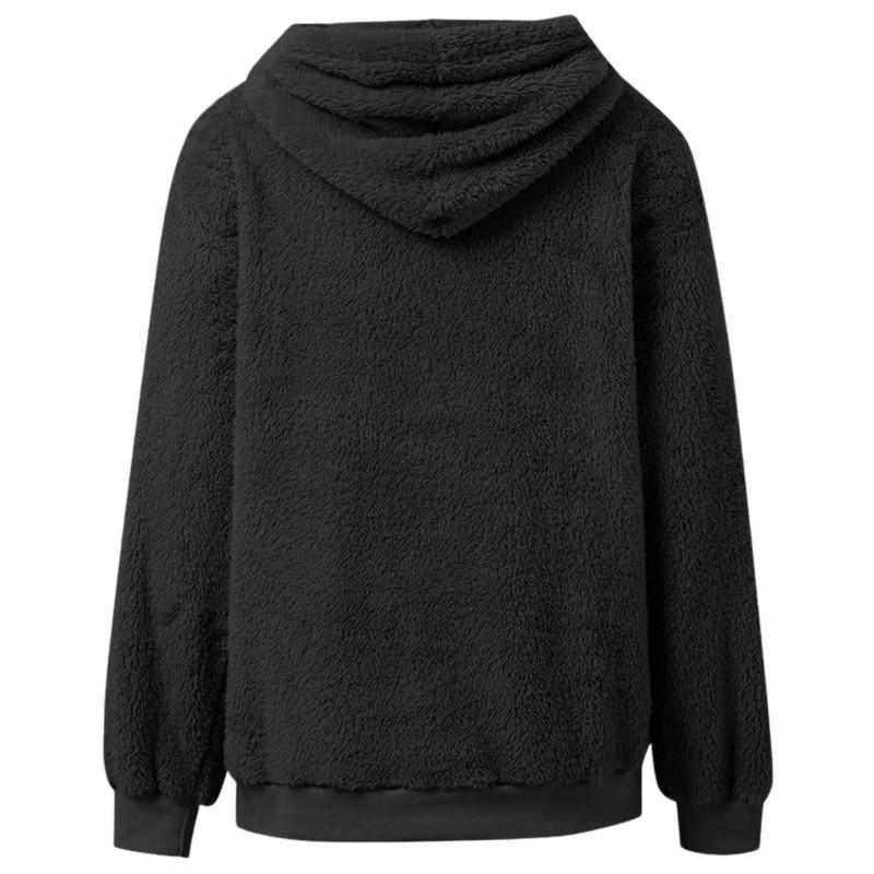 Womens Fleece Hooded Sweatshirt With Pet Pocket Design Fall Winter Casual Long Sleeve Top