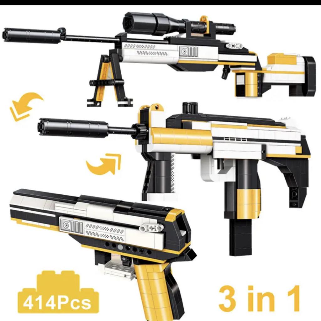 Creative 3 Ways To Play Supergun Pistol Assembly Boy Assembling Building Blocks Toy Gift No Box