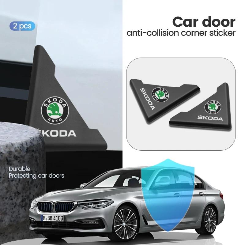 2X Car Door Corner Crash Protector Stickers For Skoda S ZN97 Octavia Rapid Fabia Superb Kodiaq Karoq Kamiq Scala Car Accessories