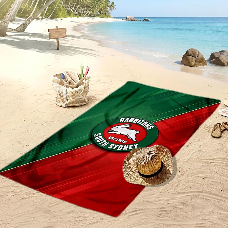 South Sydney Rabbitohs Print Beach Towel Soft Portable Quick?dry Towel For Pool Summer Vacation Outdoor Sport