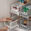 Выдвижной органайзер под раковиной, стеллаж для хранения, двухслойный дизайн, большая вместимость, прочная несущая способность, простая сборка