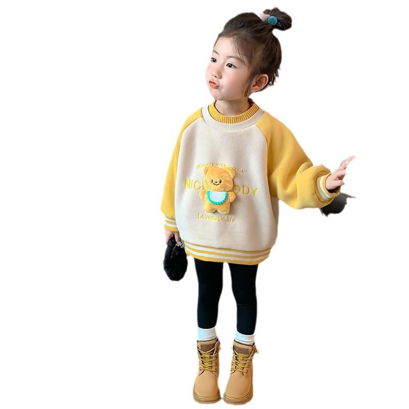 Стильная толстовка Plus Velvet для девочек - Коллекция уличной моды Осень/Зима 2024