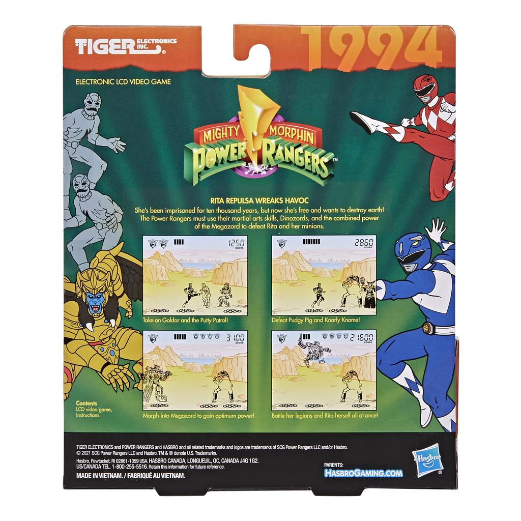 Tiger Electronics Mighty Morphin Power Rangers Электронная ЖК-видеоигра в стиле ретро для 1 игрока в портативном режиме для детей от 8 лет и старше