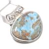 Caribbean Larimar Gemstone Handmade 925 Sterling Silver Gift Pendant 1.50" S9M56