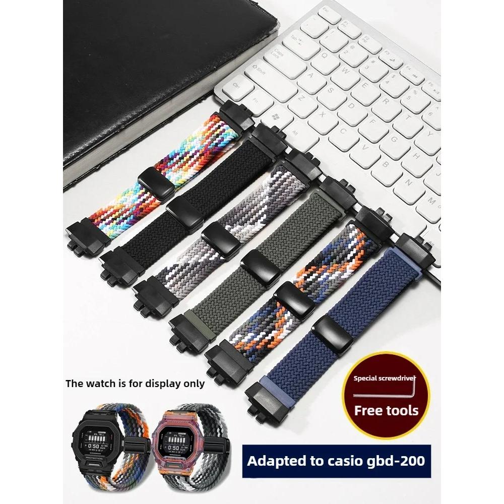 Нейлоновый ремешок для часов, подходящий для Casio GBD-200-1/2/9 GBD-200, модифицированный, магнитный, плетеный ремешок для часов