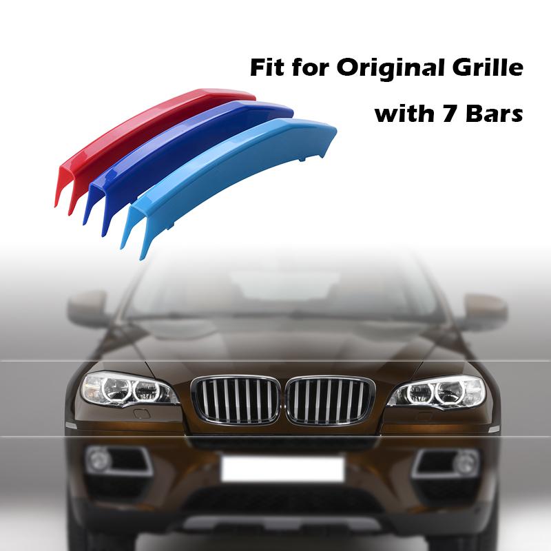 Решетка переднего бампера, клипса, накладка на решетку почек, полосатая наклейка, крышка, подходит для BMW X6 E72 2012-2014, декоративная производительность