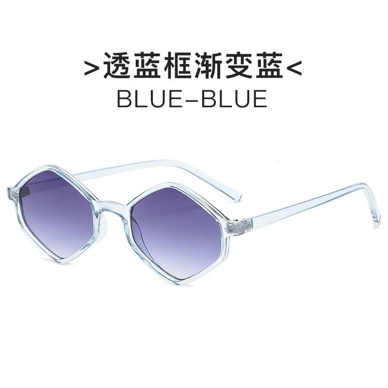 New Fashion Sunglasses Women Rhombus Clear Blue Sun Glasses Irregular Vintage Small Frame Goggle Uv400 Oculos Gafas De So