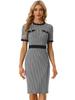 Allegra K Women's Casual Check Houndstooth Dress with Short Sleeves and Contrast Trim, Black, Size M