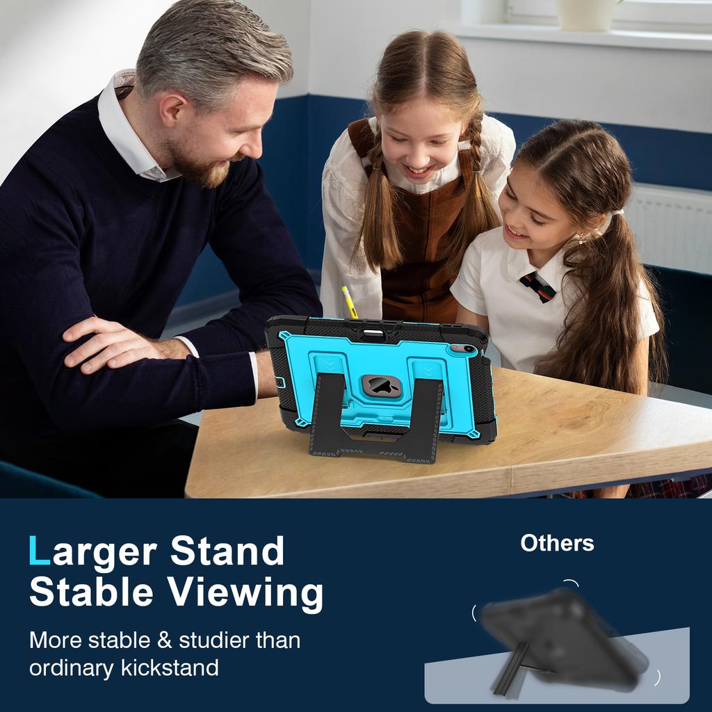 Larger Stand Case Universal for IPad Air 11 2025 M3 2024 M2 Air 4 5 10.9" 3-Layers Protection Hybrid Cover with Shoulder Strap