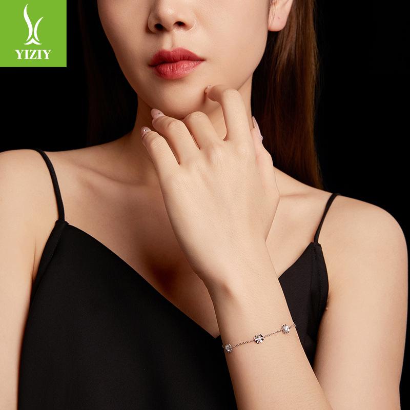 Four-Leaf Clover Moissanite Bracelet, Simple And Versatile Girl'S Heart S925 Sterling Silver Lucky Bracelet.
