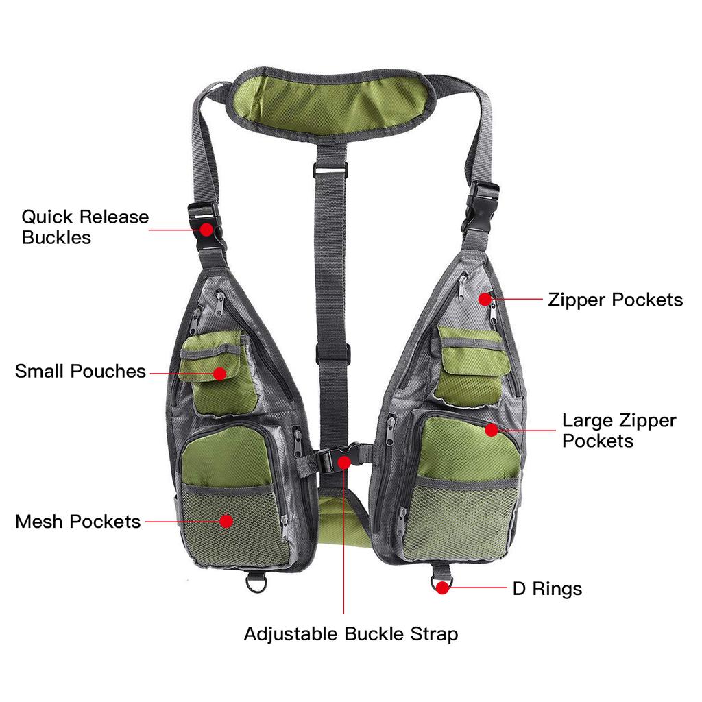 Ultra-light Fishing Vest Men Women Breathable Adjustable Waistcoat with Pockets D Rings for Boating