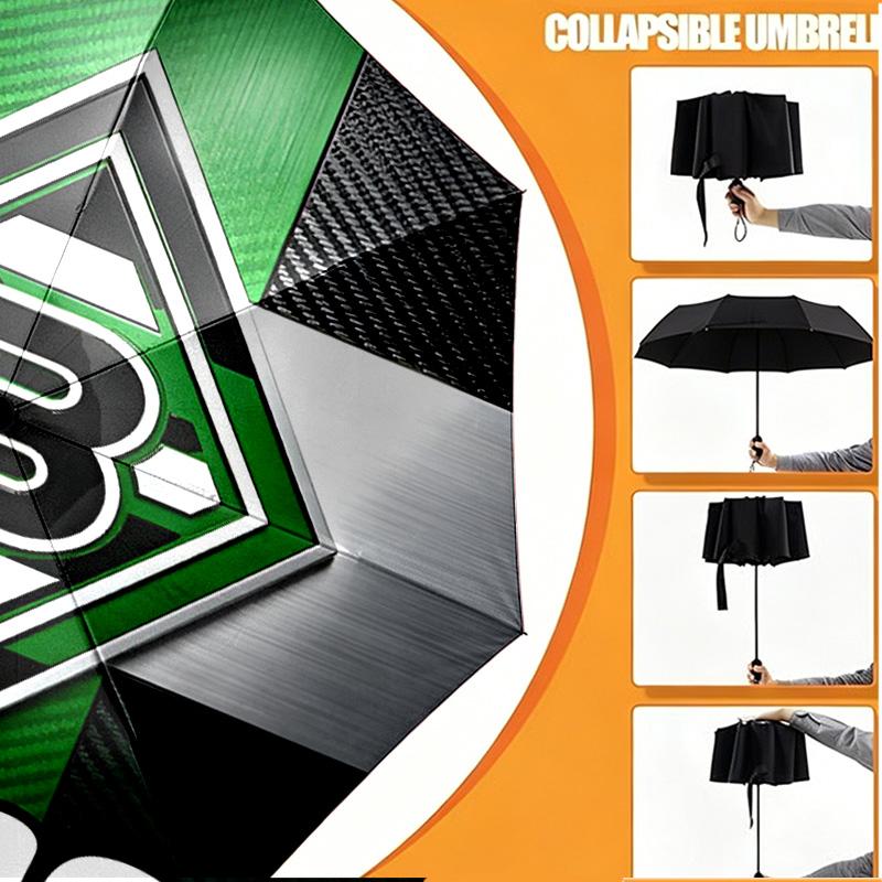 Custom Name Personalized Borussia Monchengladbach Print Umbrella, Auto Open Close, 8‑Rib Sturdy Frame, Commute Camping Hiking Use, Birthday Gift