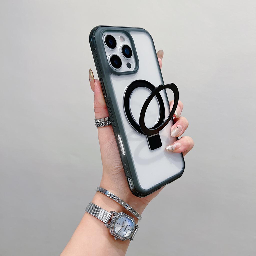 For iPhone 16 Pro Case Compatible with MagSafe Kickstand Clear TPU PC Phone Back Cover