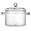Fegson Glass Pot, 1.3L/1.5L/2L, Borosilicate Glass, Stovetop, Oven, and Microwave Safe, with Lid, Clear, Soup Pot, Milk Pot, Porridge Pot, Household C