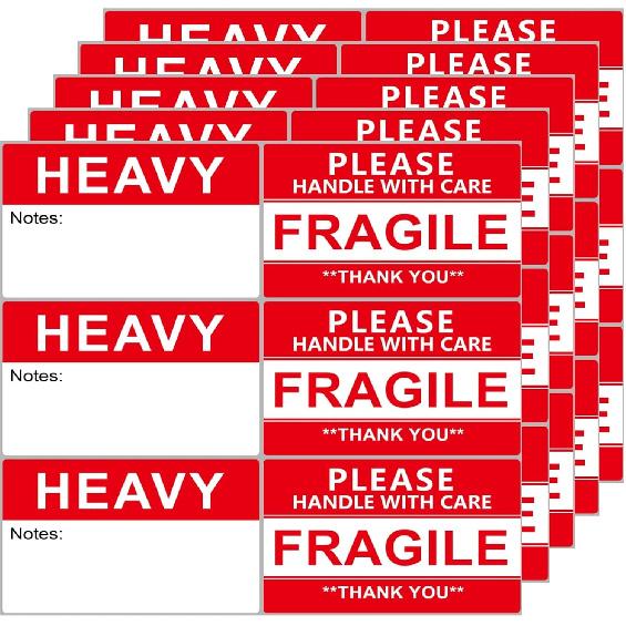 3x5 Inch Fragile Stickers and Heavy Sticker for Shipping, Moving Boxes. Strong Adhesive Fragile Labels, Handle with Care Sticker 180pcs