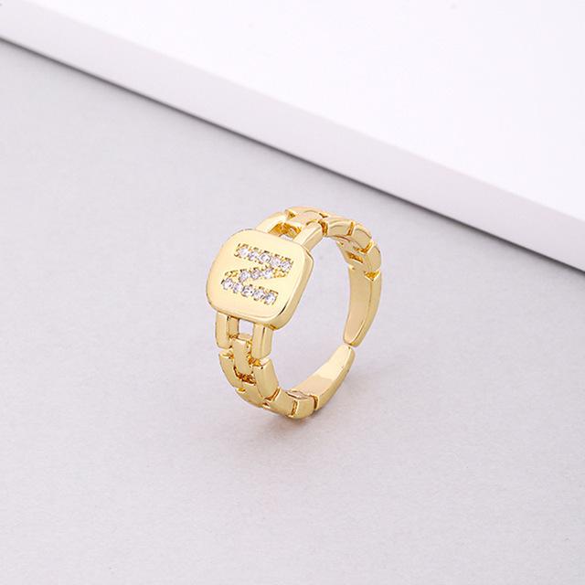 Initial Letter Ring Women Trendy Adjustable Pave Micro Zirconia Hollow Finger Ring For Women Jewelry Gift