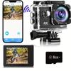 Ultra HD Action Camera with Video Recording, Waterproof Camera, Sports Camera, 4K, 30fps, WiFi, 2.0 ", 170D, Helmet, Underwater