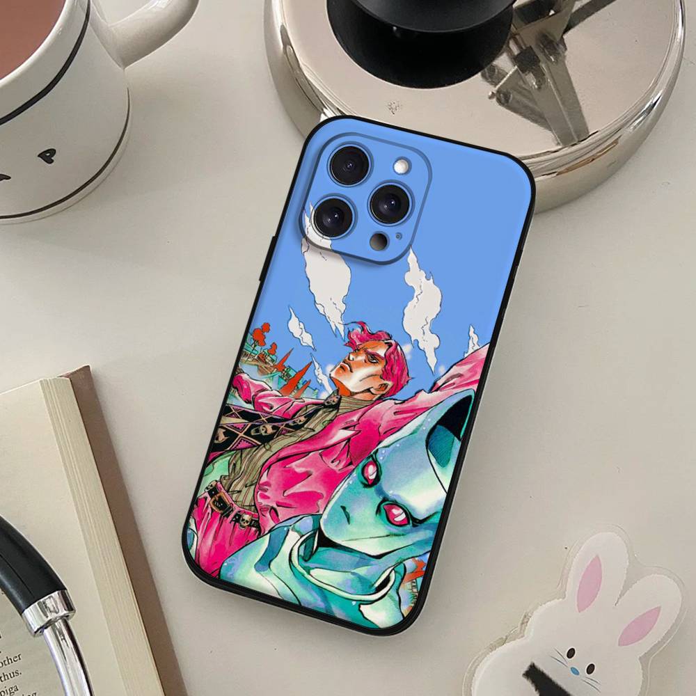 Чехол для телефона с аниме J-JoJo's Bizarre Adventure для iPhone 17 16 15 14 13 12 11 X XR XS Plus Pro Max Mini Мягкий Черный Чехол