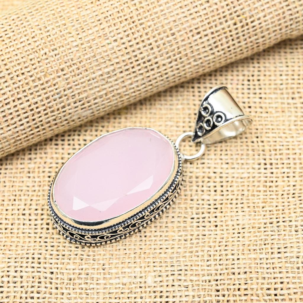 Фантастический розовый халцедон драгоценный камень стерлингового серебра 925 пробы ручной работы прекрасный ювелирный кулон для женщин