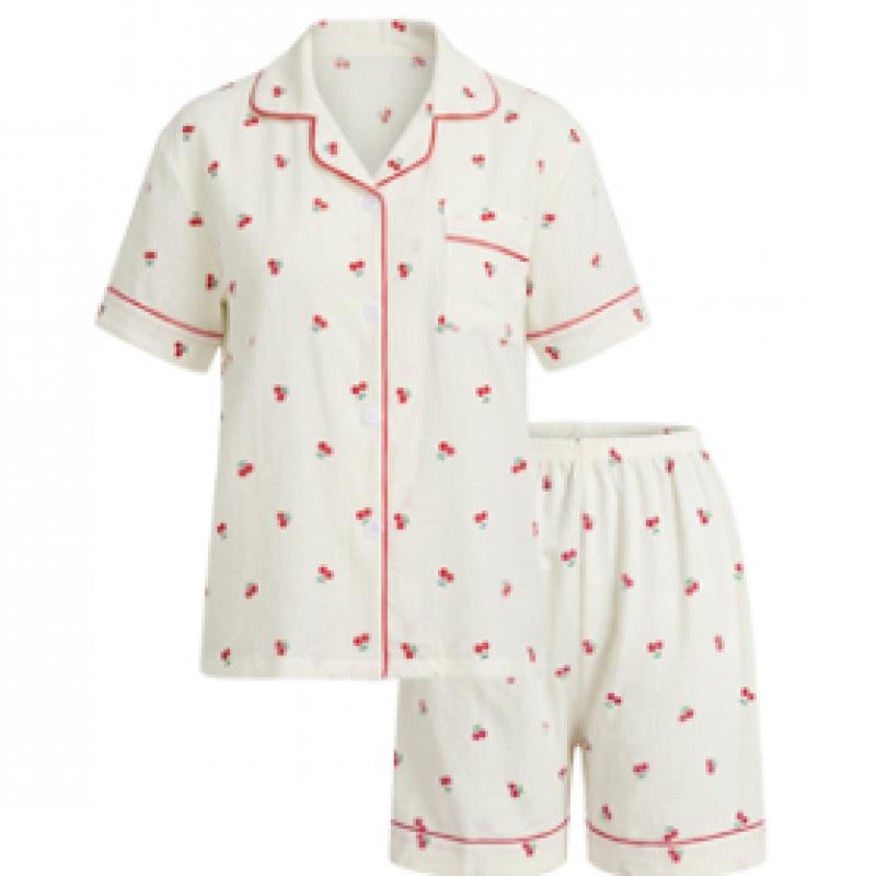 Shop   Women S Polka Dot Cherry Short Sleeve Pajama Set Cha wSet 21368