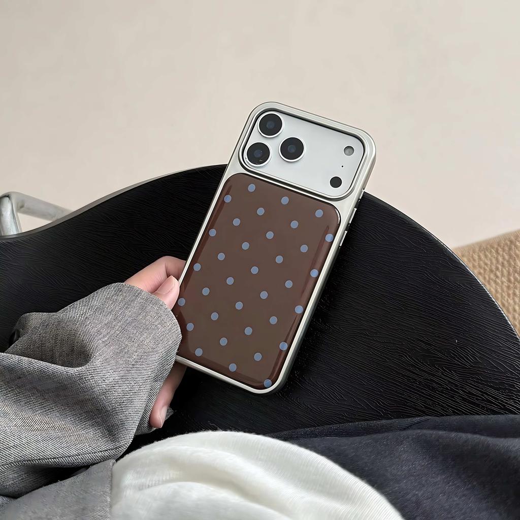 Корейский Ins Коричневый Чехол для Телефона в Горошек для iPhone 17 16e 16 15 14 13 12 11 Air Pro Max X XR XSMAX 8 Plus Роскошный Прозрачный Задний Чехол