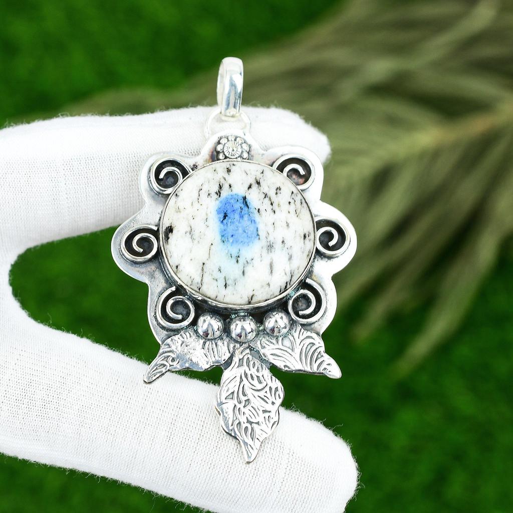 Friendship Day Sale Round K2 Jasper Gemstone New Pendant Jewelry Sterling Silver