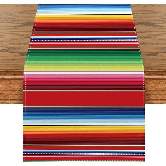 Mexican Serape Table Runner 13x72 Inch, Mexican Fiesta Party Table Decor, Cinco de Mayo Decorations Table Runner, Boho Southwestern Dining Tablecloth