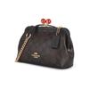 Coach Kisslock Series 22 Logo Charm Detachable Shoulder Strap Coated Canvas And Leather Kiss Lock Handbag Women Handbag Brown Black C1452-IMAA8
