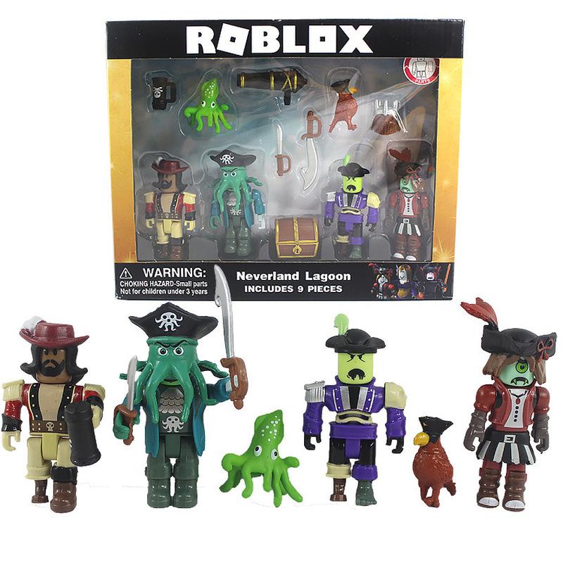 Roblox Neverland Lagoon Pirate Action Figures 2.5 To 3 Inch 4 Pack With 9 Pieces Accessories Toy Set For Gift