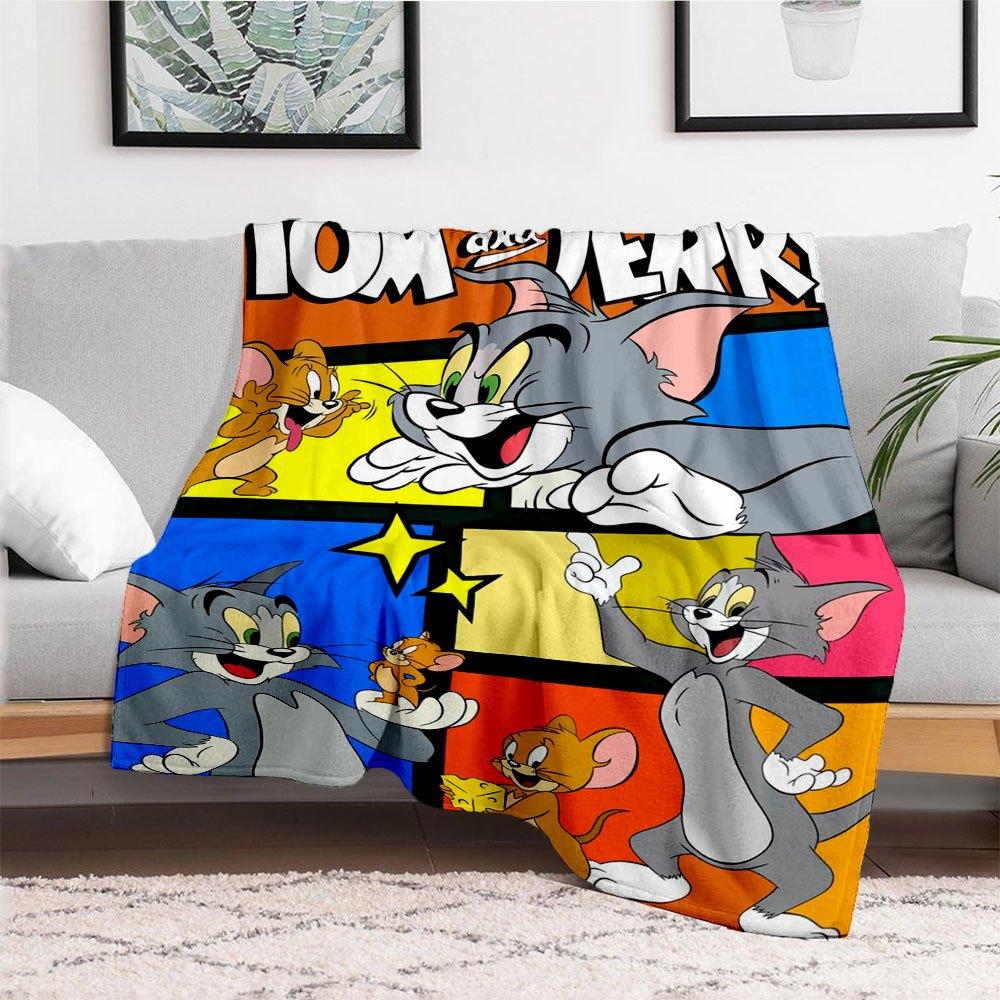 Tom and Jerry Poster Kids Room Decor Wall Art PrintBlanket Flannel Throw Blanket for Sofa, Bed, Travel, Camping, Office