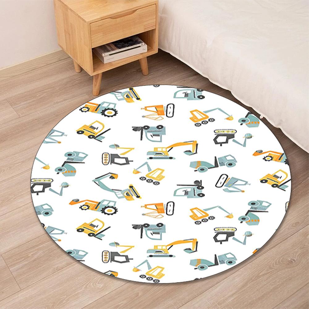 excavator Printed Round Rug Carpet Chair Rug Area Rug Entryway Doormats,for Office Chair Living Room Bedroom Kitchen Room.